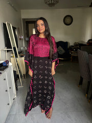 Modal silk Bandhej shibori kaftan